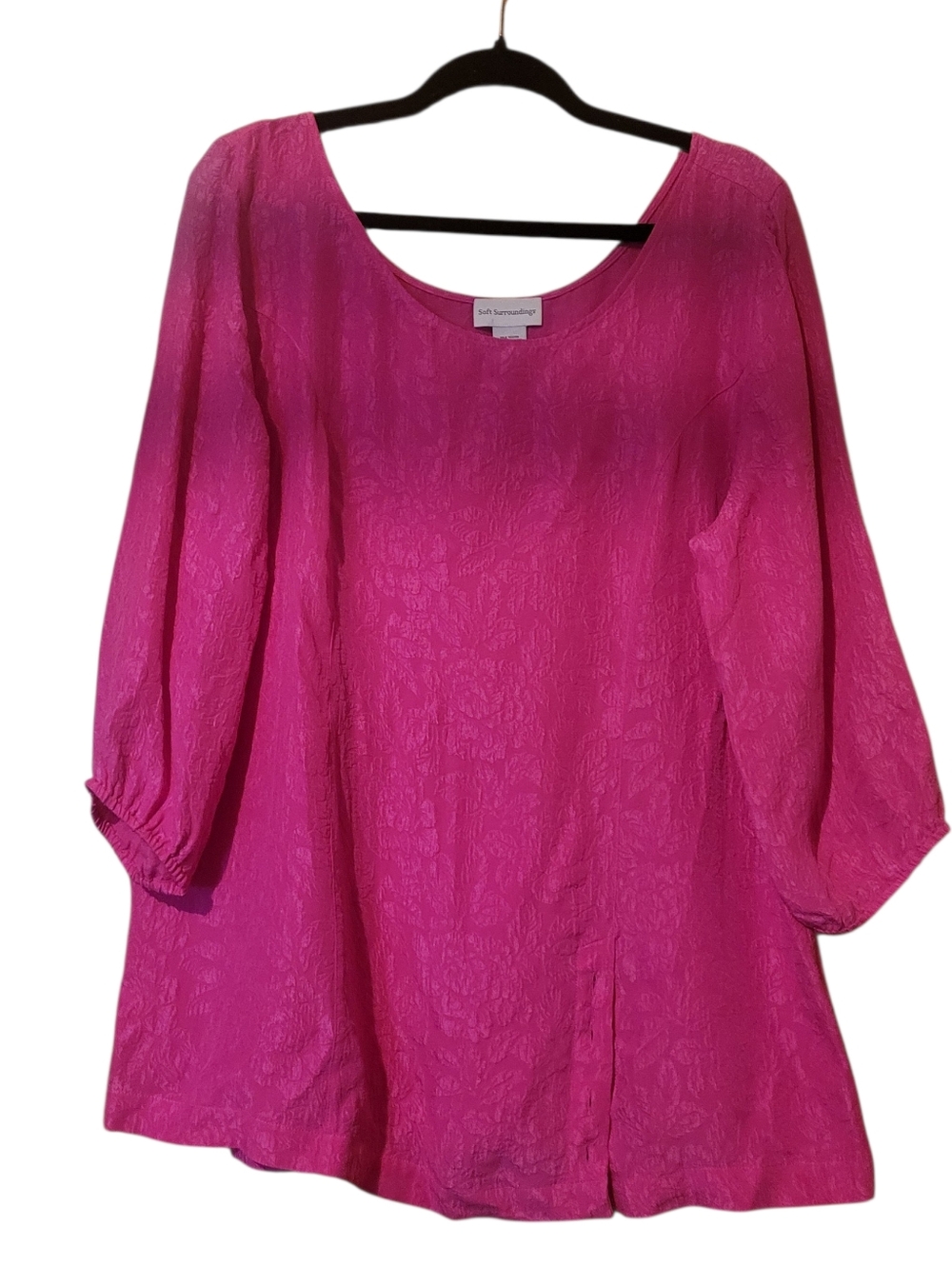 Soft Surroundings Pink Textured SilkTunic Shirt Top Sz PXL